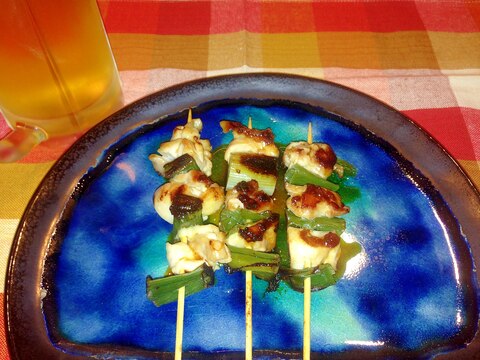 簡単おつまみ！鶏もも肉とネギの焼き鳥